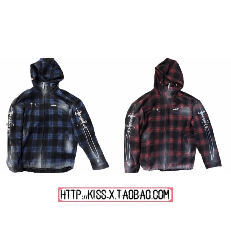 

Модная куртка-худи для пар 2025 с вышивкой «Меч» THUG CLUB, молодежная, свободного кроя, удлиненная, осенне-зимняя верхняя одежда