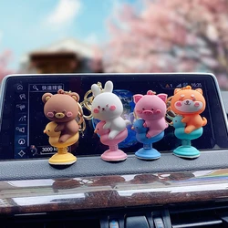 귀여운 동물 흔들리는 애니메이션 머리, 봄 장난감, 자동차 패널 대시 보드 장식, PVC 선물, 자동차 장식 인형, 자동차 인테리어 액세서리