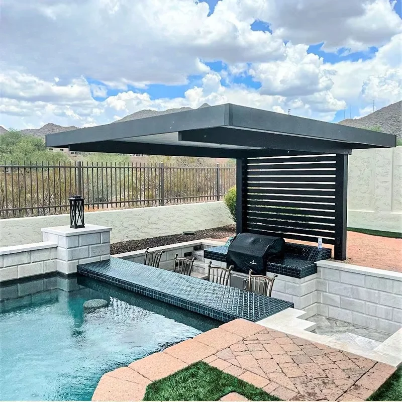 Swimming pool unilateral courtyard leisure day party sun visor aluminum shutters pergola