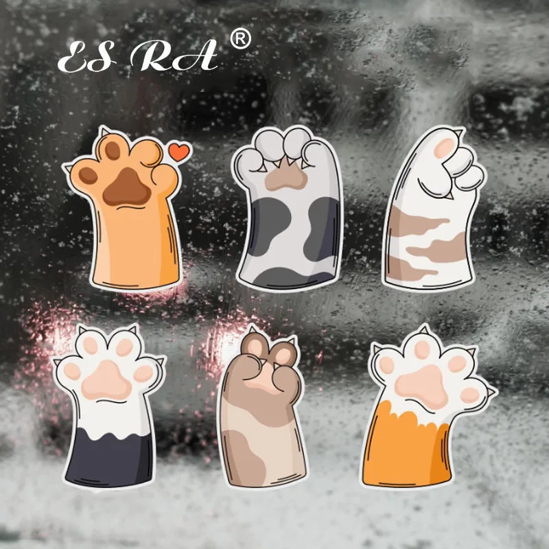 

Cartoon Cat Paw Reflective Car Stickers Electric Car Triangle Window Rear Tailgate Scratch Cover Personalized Decorative Decals