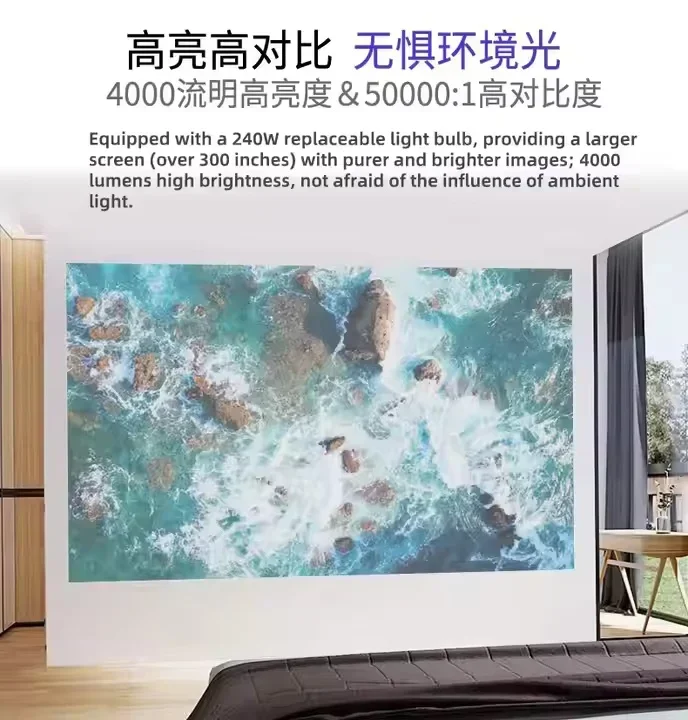 2026 HD27HDR 4K Max Full HD Home Cinema DLP Projector 1080P 4000 Lumens Smart Video for Business & Education Full 3D Proyector