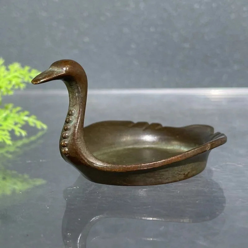 

Антикварная ретро имитация антикварной медной посуды, маленькая ручка-лебедь, держатель для ручки, лебедь, блюдо, чайный столик, курильница, украшение для кабинета