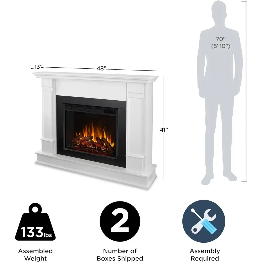 Elektrischer Kamin mit echter Flamme und Kaminsims für Wohnzimmer oder Schlafzimmer, austauschbare Kamineinsatzheizung, realistisches Holz