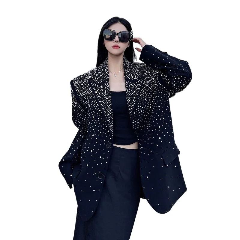 2026 frühling Herbst Frauen Blazer Mantel Heißer Stanzen Schwere Industrie Anzug Neue Lose Anzug Top