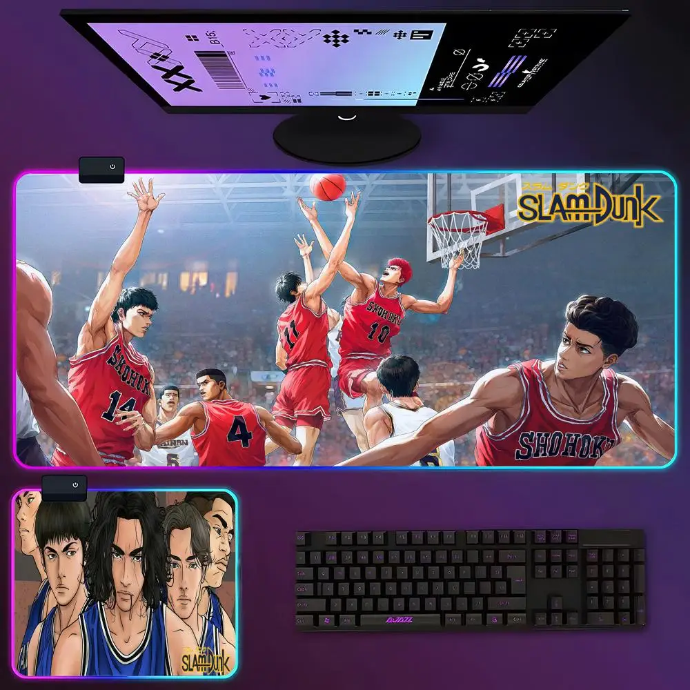 Anime Slam Dunk Mouse Pad RGB Luminous 900x400x3mm Mousepad Thickened  Large Table Pad Encrypted Anti Skid Super Large Mouse Pad