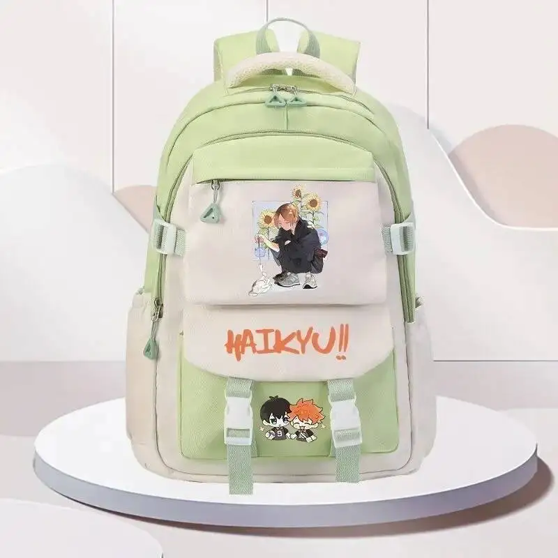 أنيمي لعبة تنفس شبكة أسود أزرق بني أخضر أرجواني Haikyuu طالب المراهقين حقائب مدرسية حقائب الظهر