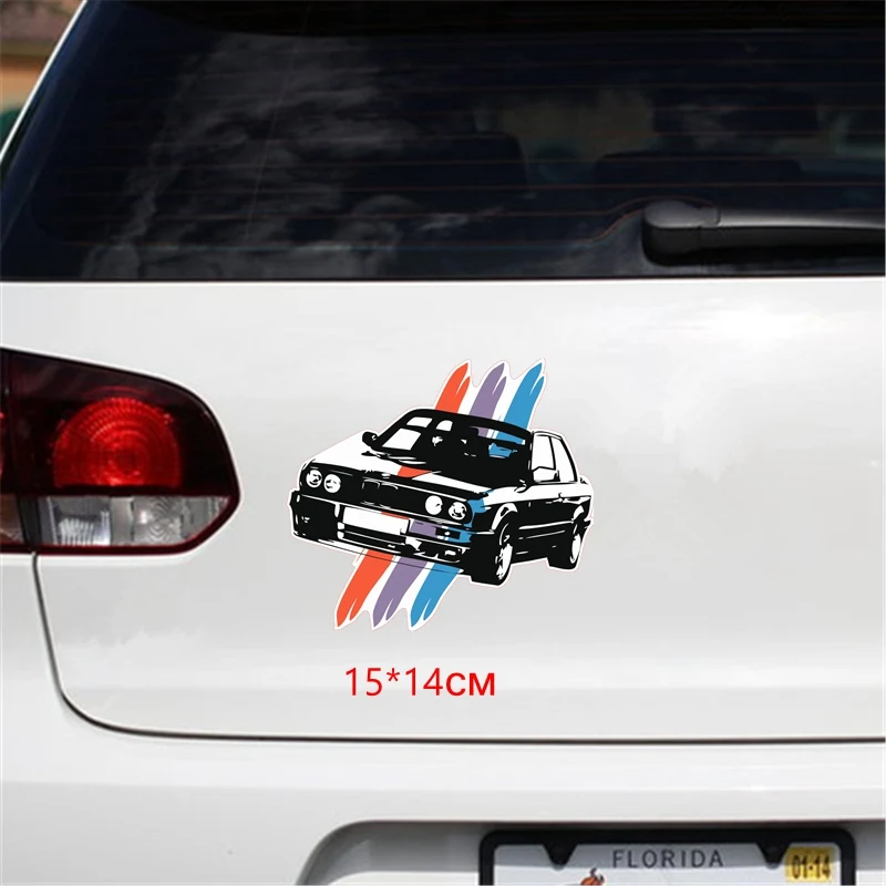 Tri Mishki WCS044 15*14 سنتيمتر لسيارات bmw e30 ملصق مضحك الملونة السيارات السيارات الشارات ل اكسسوارات السيارات التصميم 3 اللون بار