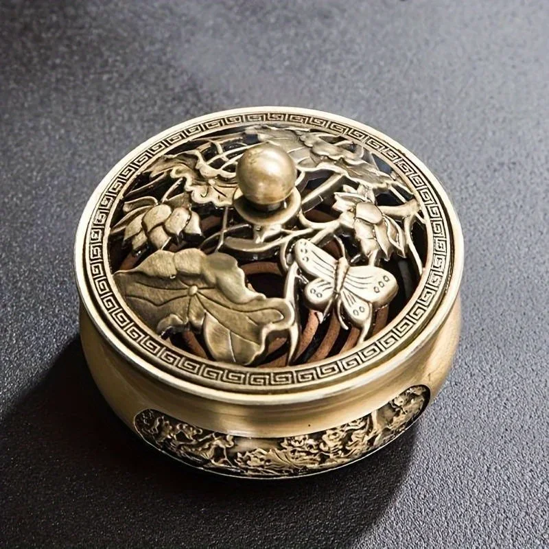 1, медная курильница, античный сплав, буддийская курильница, курильница для семейной чайной комнаты, украшение для дома