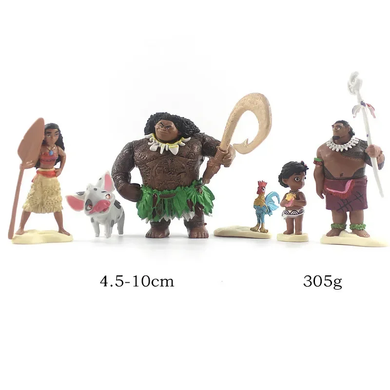 6pcs/lot Cartoon Moana Princess Legend Vaiana Maui Chief Tui Tala Heihei Pua Action Figure model Decor Toys Kids Birthday Gift