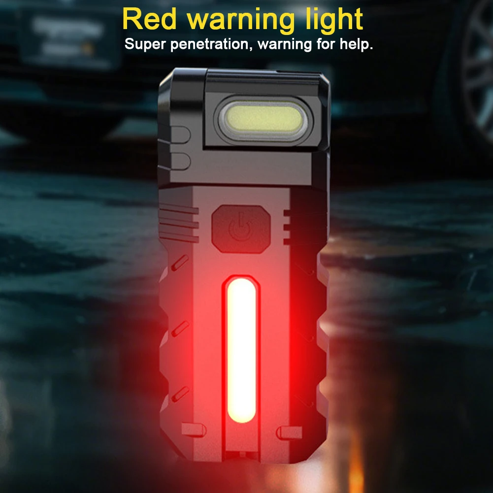 Magnetic LED Flashlight Compact Torch Waterproof Mini Flashlight 180 Degree Rotating Head Flat Flashlight for Camping Hiking
