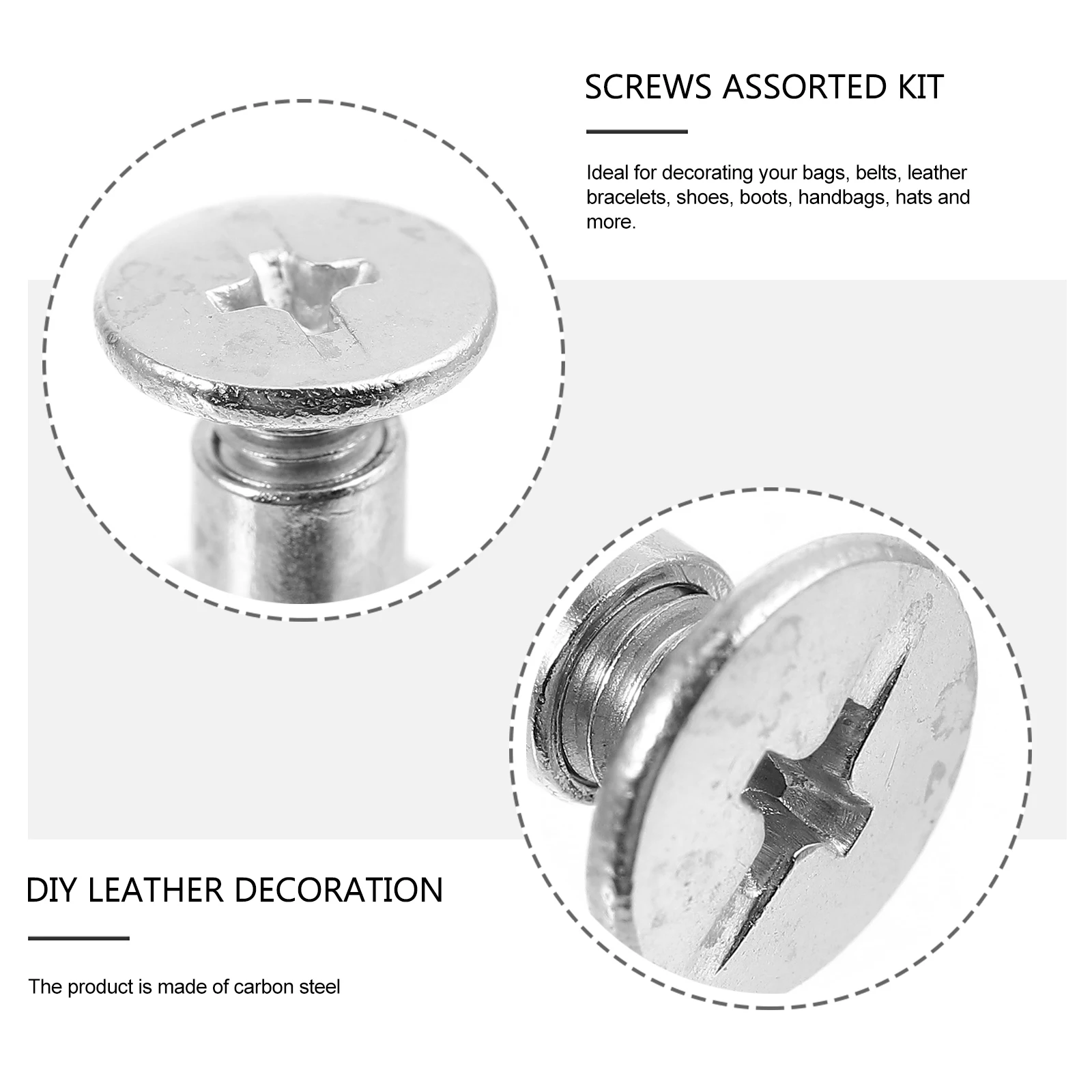 

50 комплектов заклепок в ассортименте, аксессуары из углеродистой стали для изделий из кожи, комплект декоративных винтов «сделай сам», круглая крестовая головка