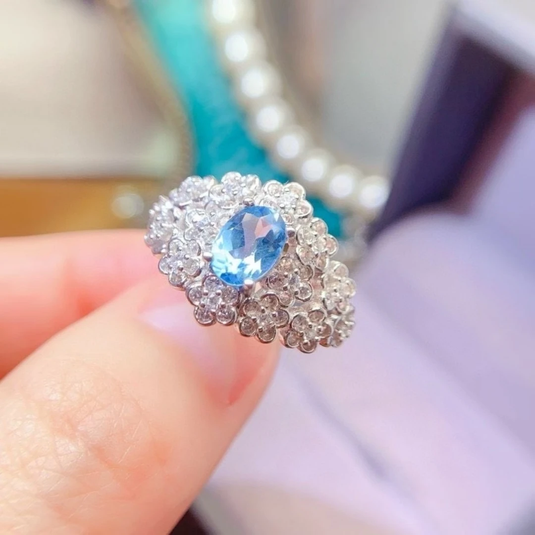 

KJJEAXCMY High End Women's Ring Natural Topaz S925 Silver with Electroplating Boasting High Clarity Full Brilliance Gift