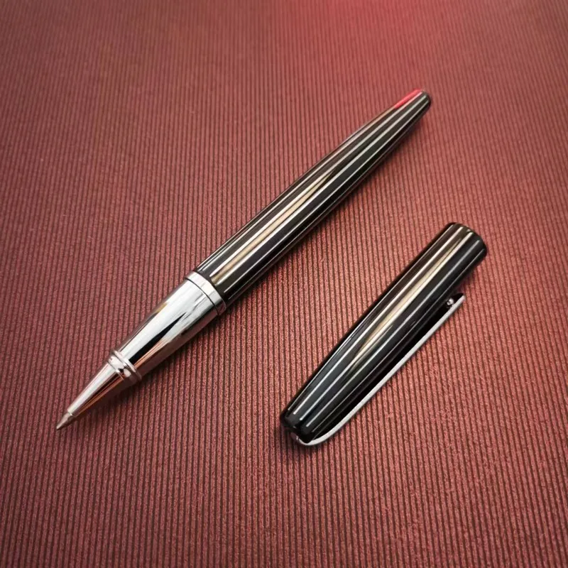 

Gentleman Metal Stripe Ballpoint Pen Signature French New Gel Pen Black 0.7mm Refils Ball Pens Neutral Luxury Office Writing