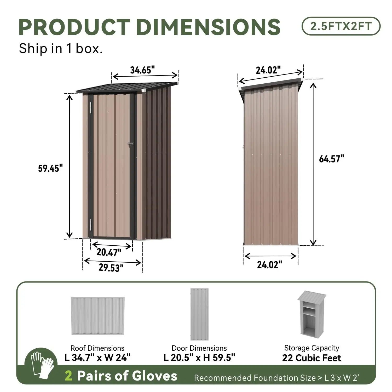 Outdoor Storage Shed 3x3 FT Metal Cabinet with Floor 2 Shelves & Lockable Door Waterproof for Backyard Garden Patio, Customized