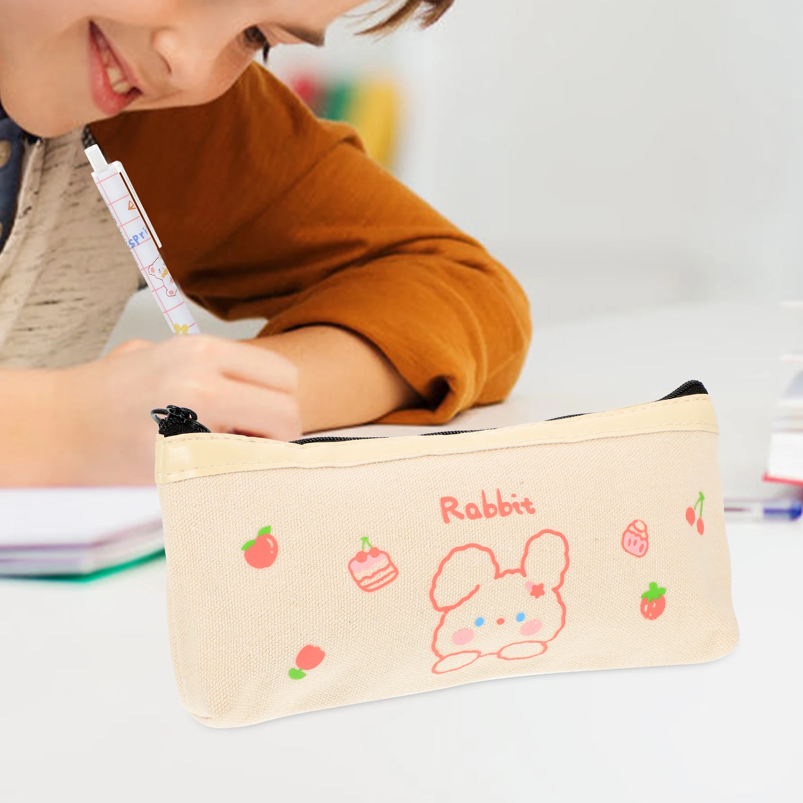 

Pencil Case Large Capacity Storage Pouch Portable Zipper School Office Use Stationery Bag Lightweight Kawaii Child