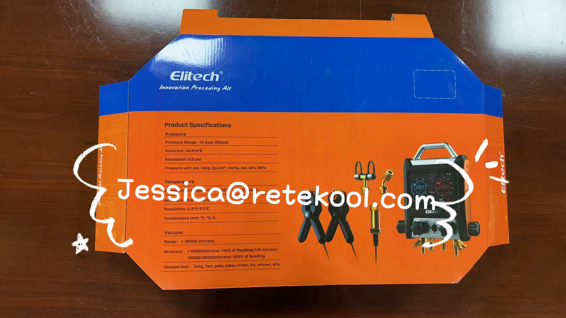 NEW Elitech MS-4000 Smart HVAC Digital Manifold Gauge 4-Way Air Conditioning Fitting with Micron Gauge Transmitter view 5