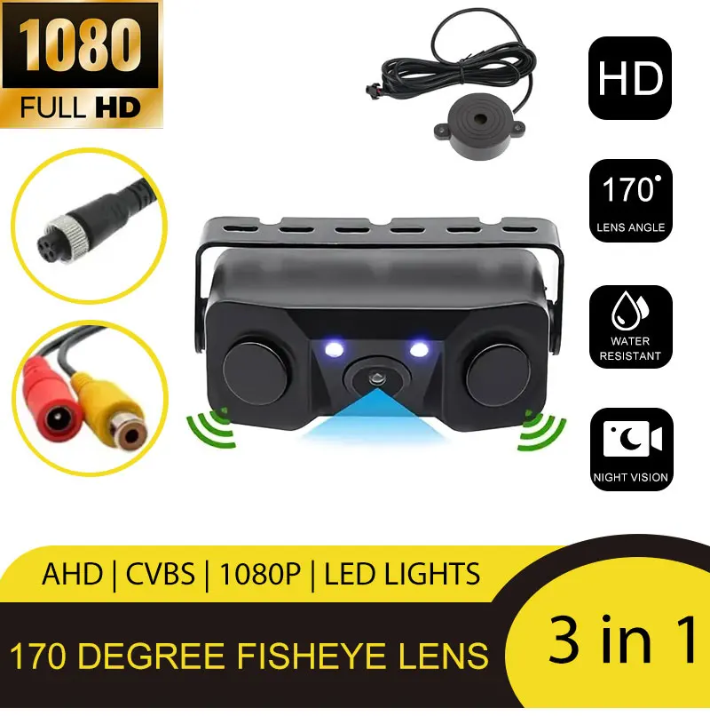 3-in-1 Universelles Auto-Kit LED-Rückfahrkamera Nachtsicht-Radarsensor Mini-Alarm Kompaktes Rückfahr-Parksystem – Detail 6