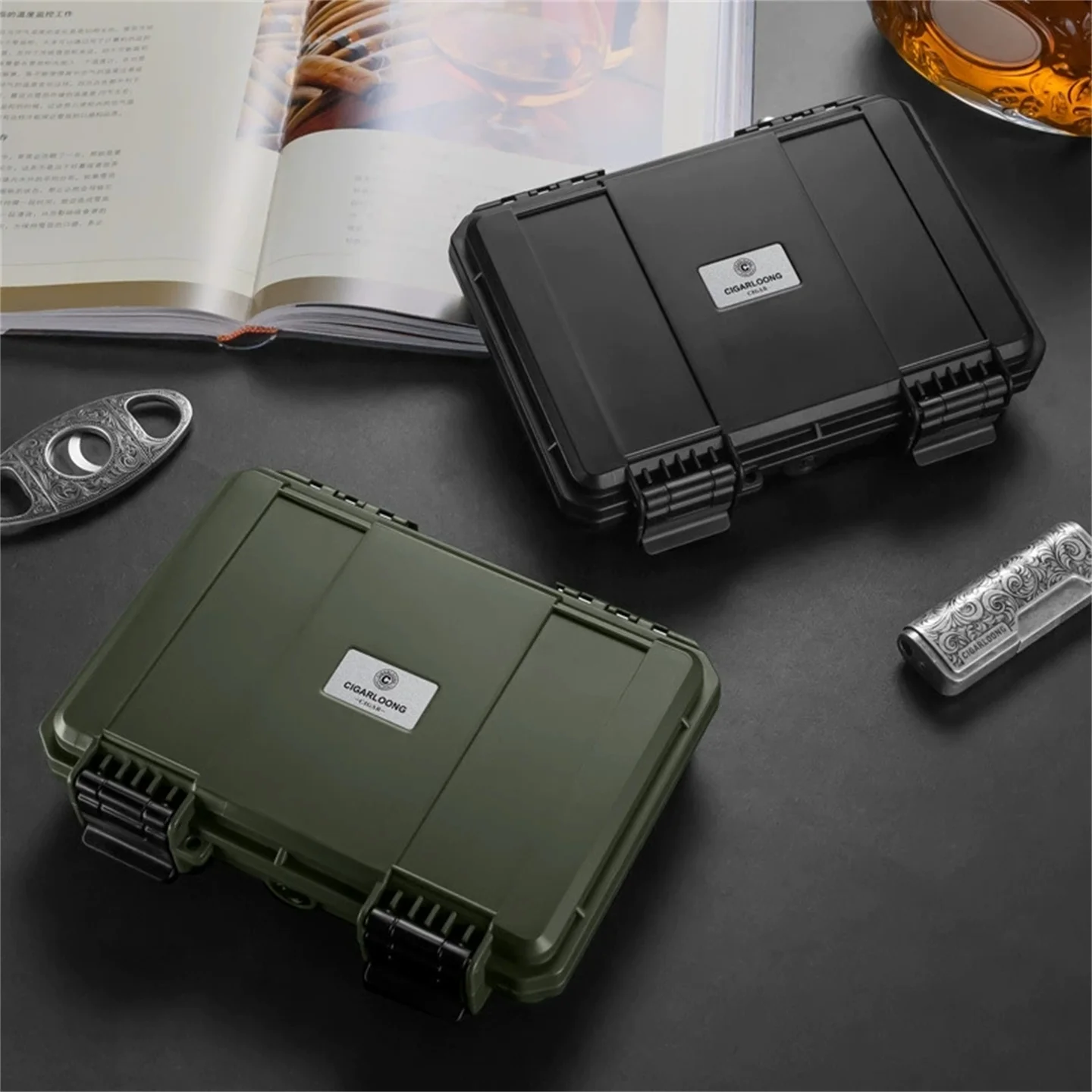 5 Pieces Capacity PVC Sealed Cigar Humidor With Cedar Wood Chips Portable Travel Cigar Storage Box