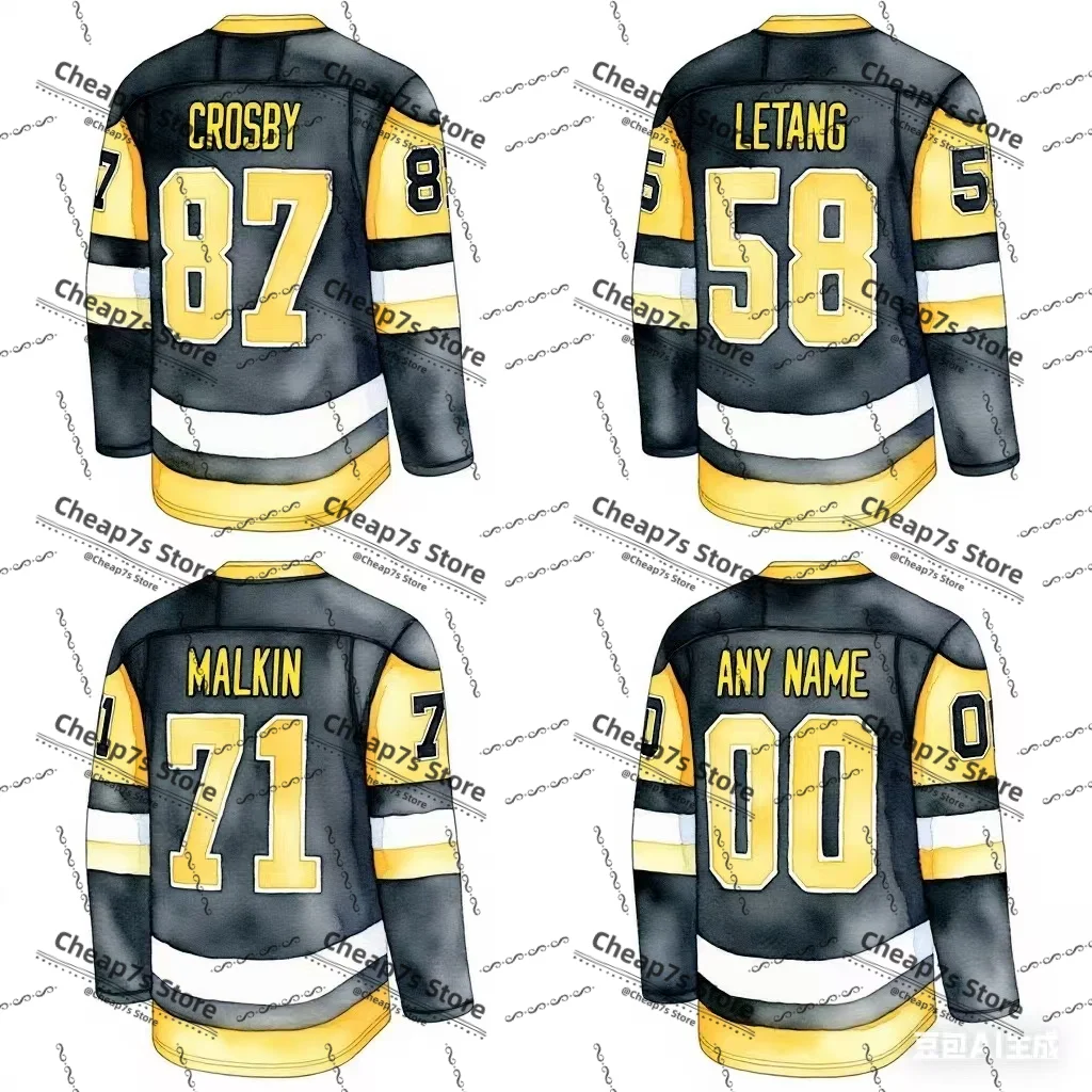 

Drop Shipping Stitched SidneyCrosby Evgeni Malkin Pittsburgh Ice Hockey Jersey