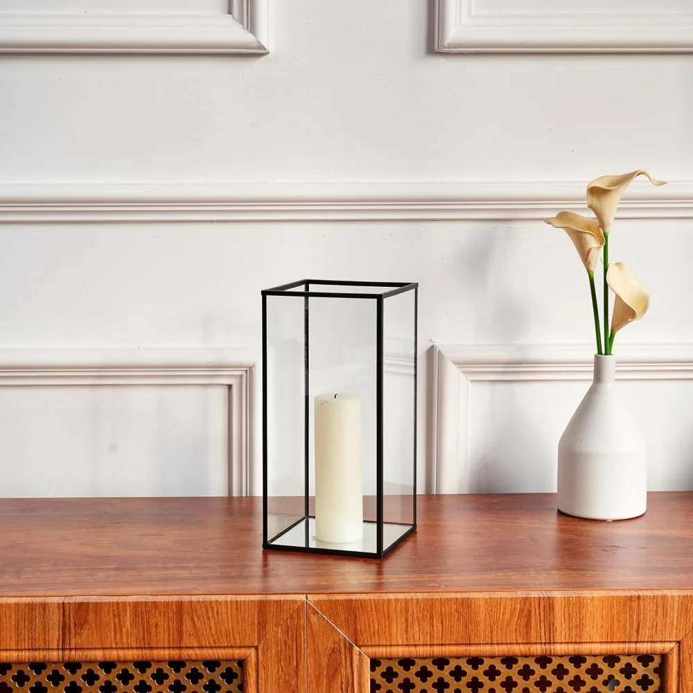 مجموعة حامل شموع إعصار زجاجي مكونة من 3 قطع شموع إعصار سوداء لحفلات الزفاف وعطلات أعياد الميلاد وديكور المنزل