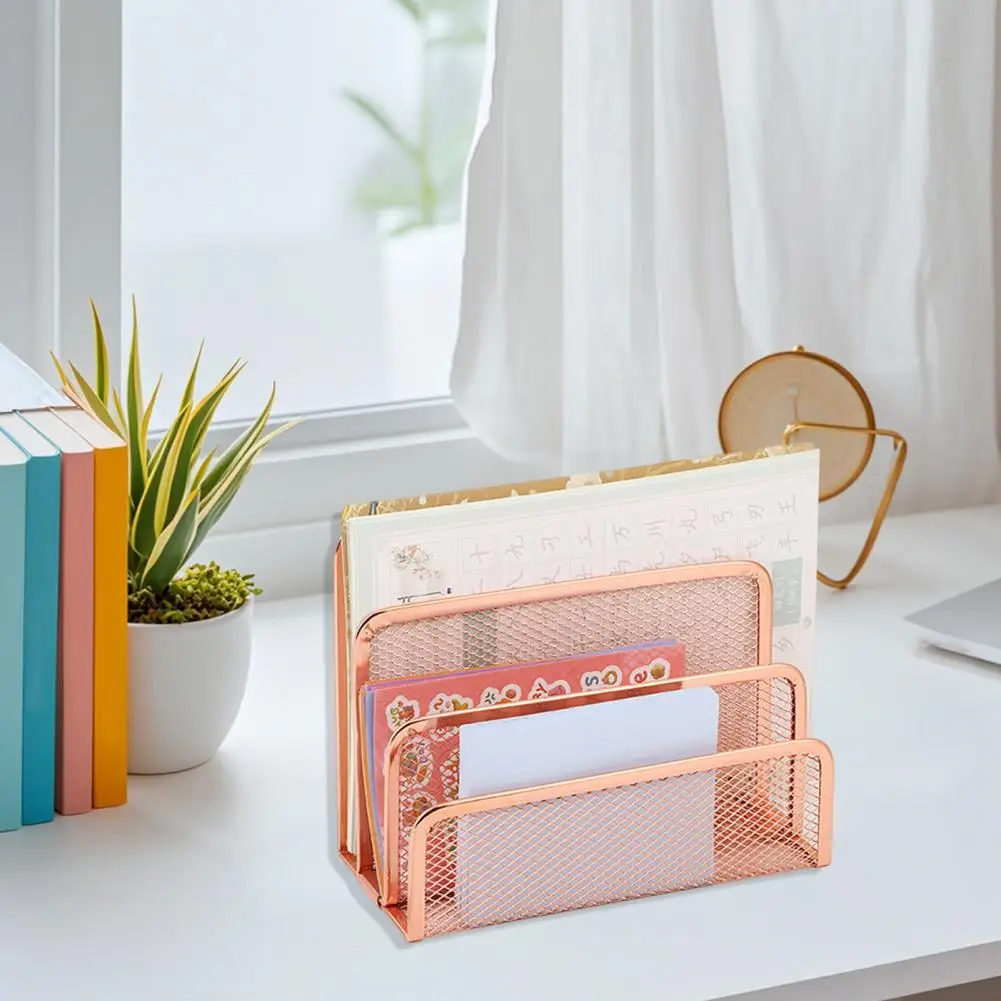 17 cm Schreibtisch-Post-Organizer aus Metallgeflecht, Briefsortierer, Datei-Organizer, 3 vertikale aufrechte Fächer für Büro- und Arbeitsplatzbedarf