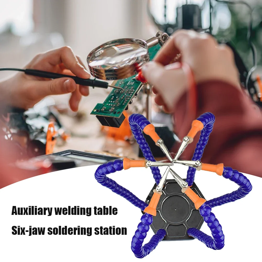 3/5/6 Flexible Arms Clip Soldering Helping Hands Third Hand Holder Arms PCB Adjustable Soldering Clamp Holder Magnifier Welding