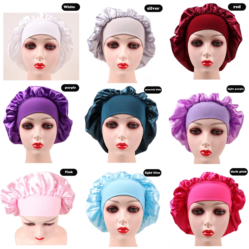 New High-Quality Unisex Silk Sleep Cap Satin Bonnet With Wide Band Hair Bonnet For Curly Hair, Braids Sleep Bonnet For Women
