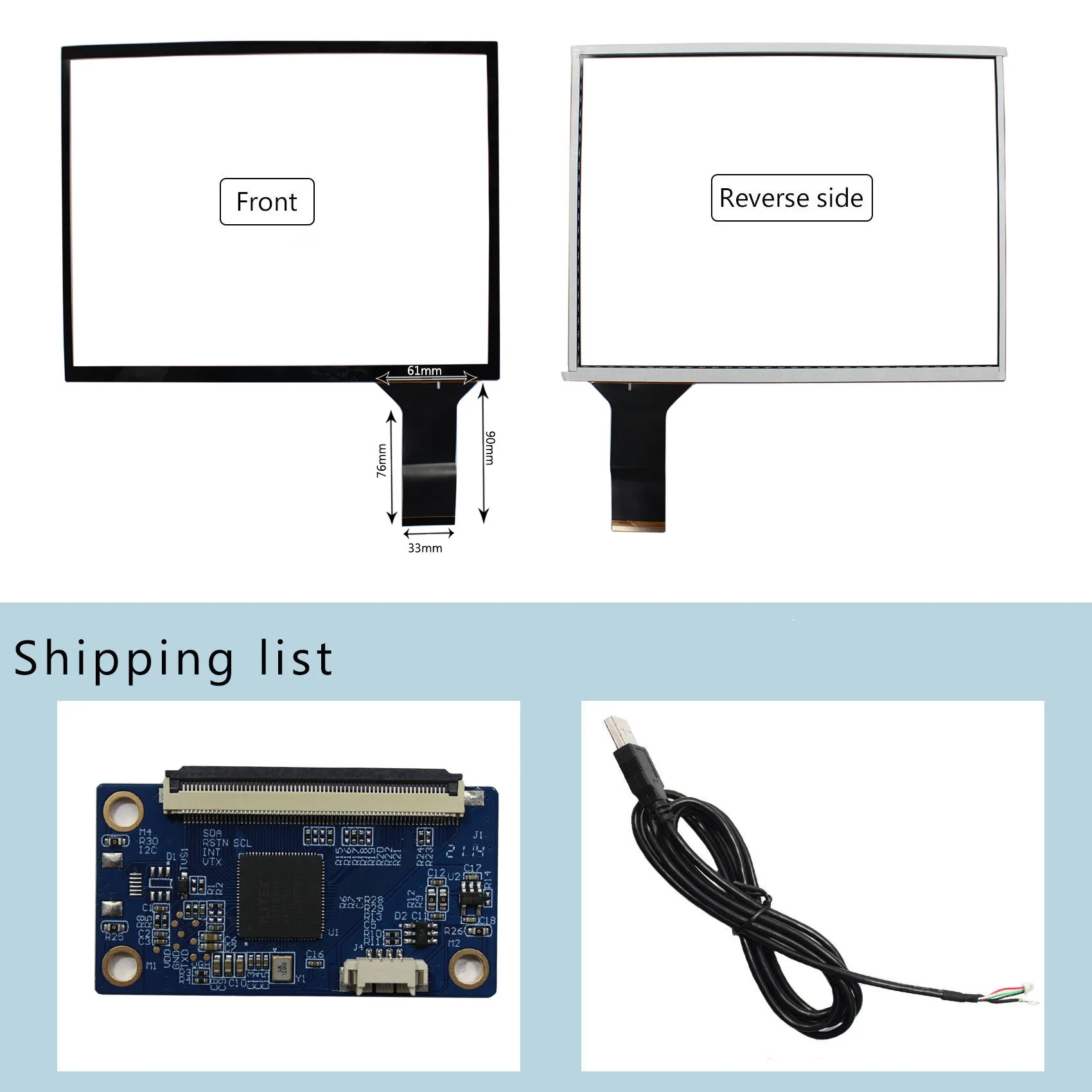 

12.1" Capacitive Touch Screen+USB Controller For 800x600 1024x768 4:3 LCD Screen