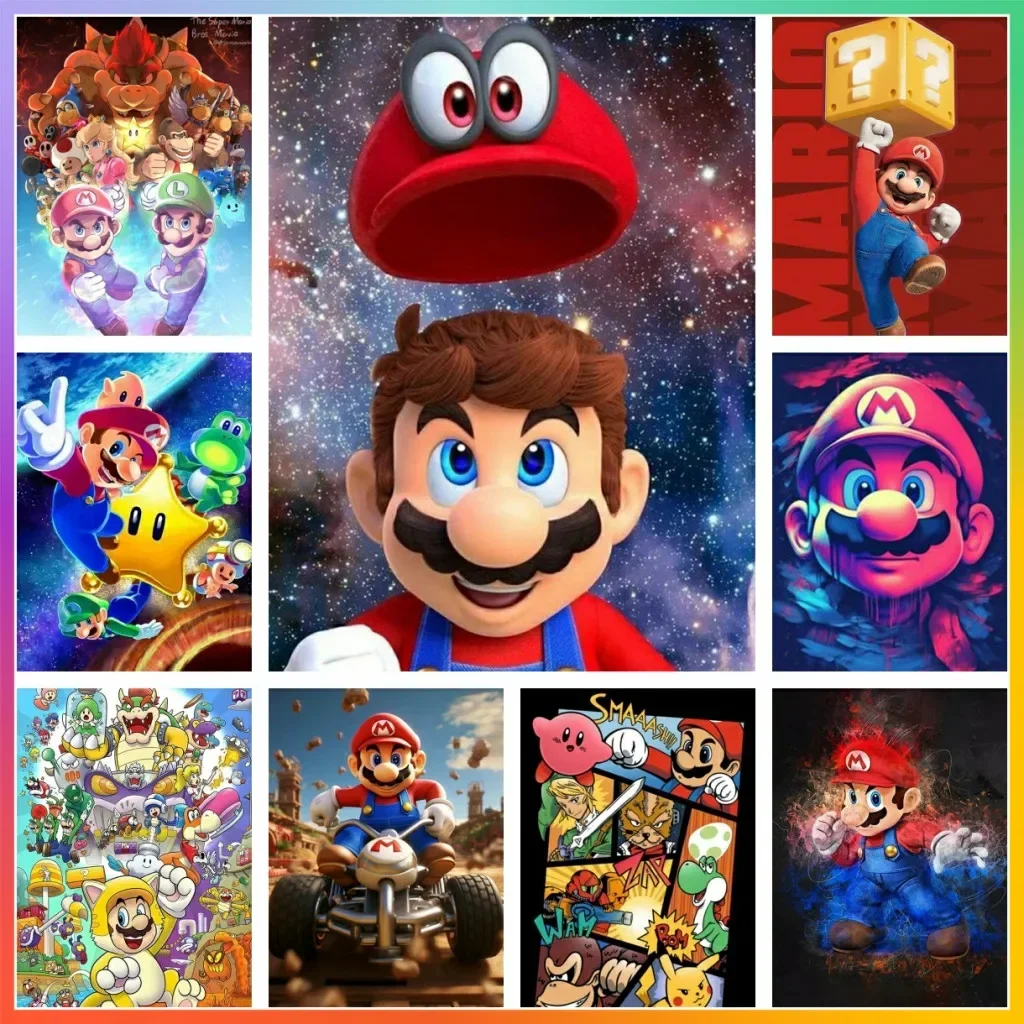 Nintendo Mario Bros 5D DIY Art Diamond Painting Children Gift Cross Stitch Kit Mosaic Embroidery Wall Decoration New 5D DIY Art