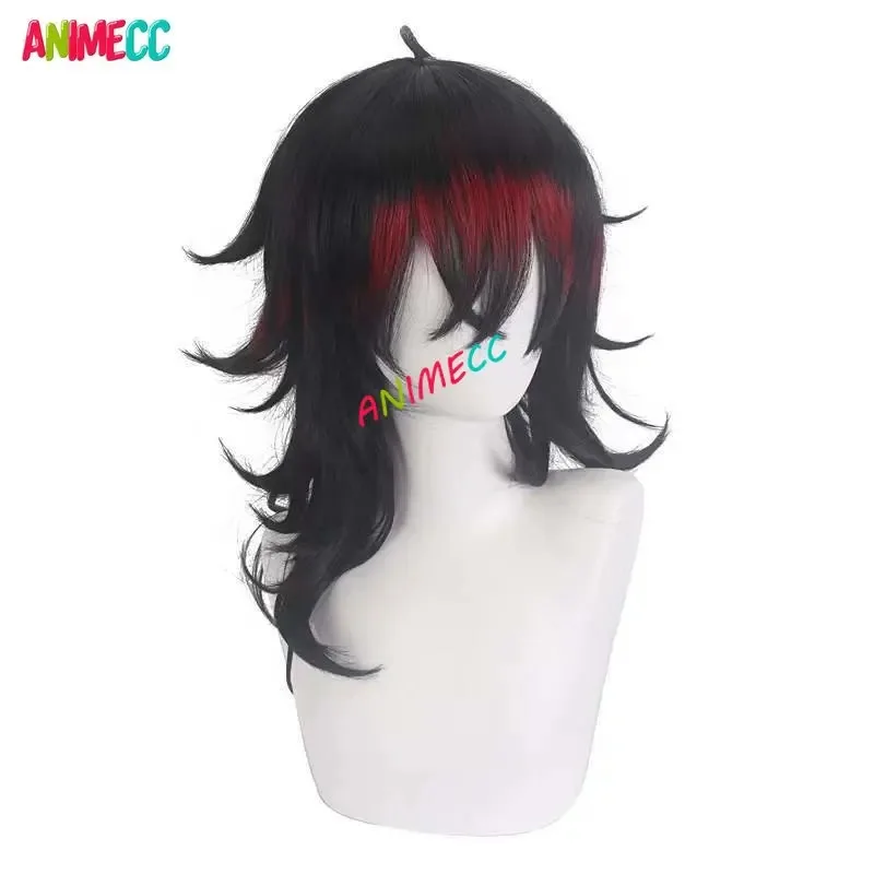 2025 yiyiVtuber Luxiem Vox Akuma Cosplay Long Black Highlights Heat Resistant Synthetic Halloween Party Anime Wigs + Wig Cap