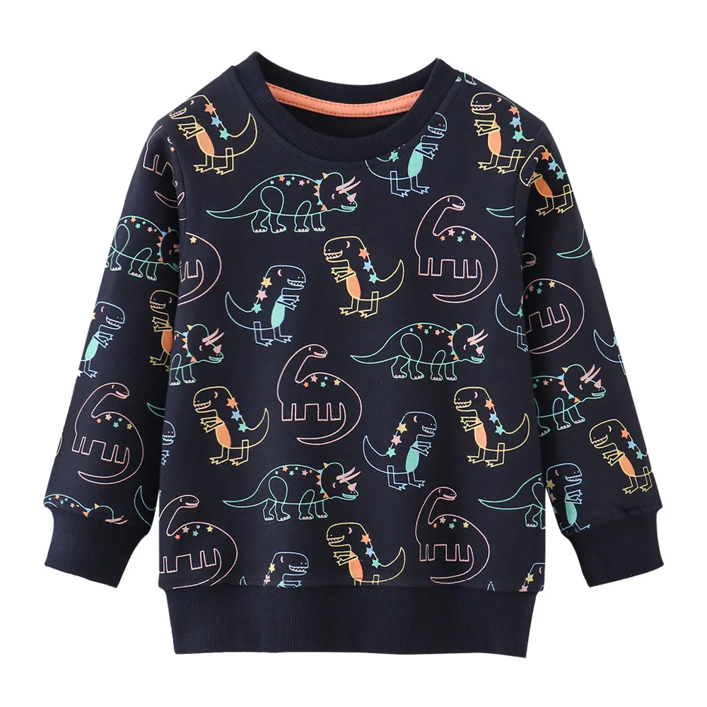 Kids Crew Neck Sweatshirt Top Boys Children Autumn New Printed Blue Long-Sleeve Layer Children Long-Sleeve Crew Neck Sweatshirt