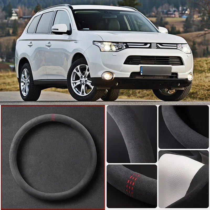 

Alcantara Anti-Slip Black Suede Leather Car Universal Steering Wheel Cover For Mitsubishi Outlander Car Accessories