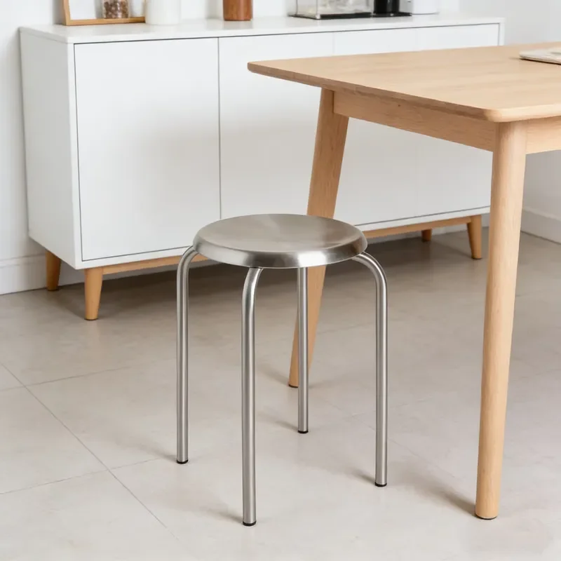 Nordic Round Metal Stool Modern Luxury Design for Living Room Hotel Restaurant Furniture CE Certified Home Decor Accent Chair