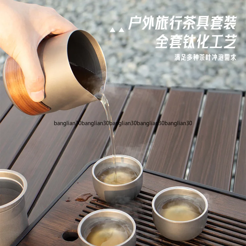 Cassette Stove Outdoor Teapot Camping Titanium Alloy Tea Set Travel Tea Maker Equipment