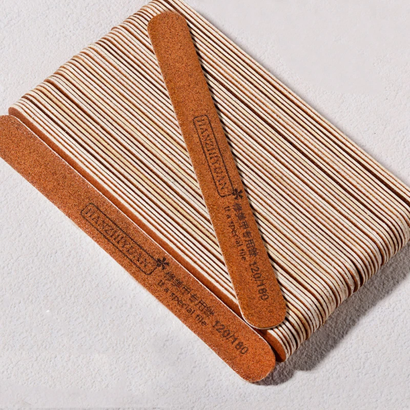 10Pcs Nail File Wooden Nail Art Sanding Buffer 120/180/240 Sandpaper UV Gel Polisher Manicure Pedicure Nails Tool