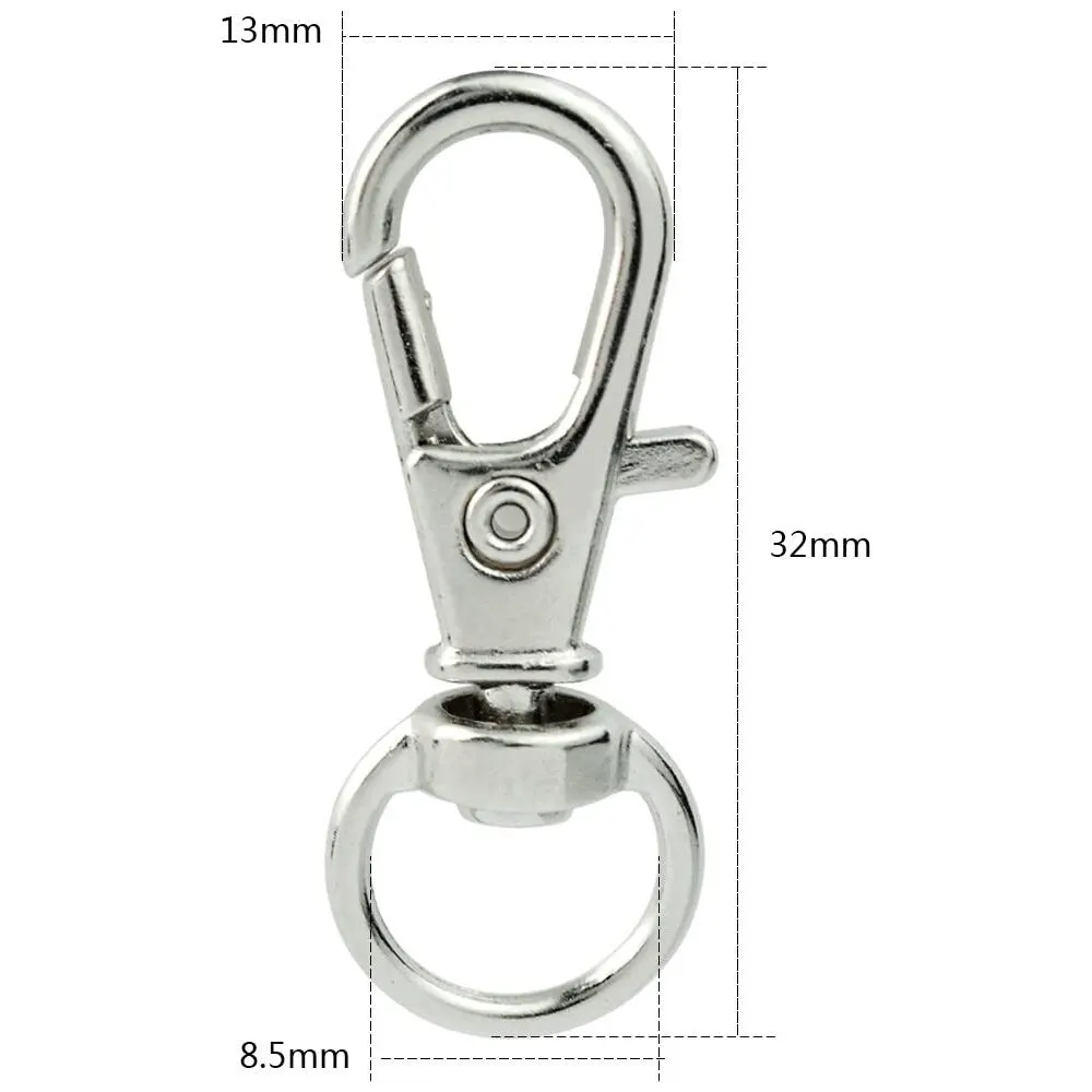 10pcs/lot Split Sliver Key Ring Swivel Lobster Hooks Clasp Connector For Bag Belt Dog Chains DIY Jewelry Making Finding Keychain