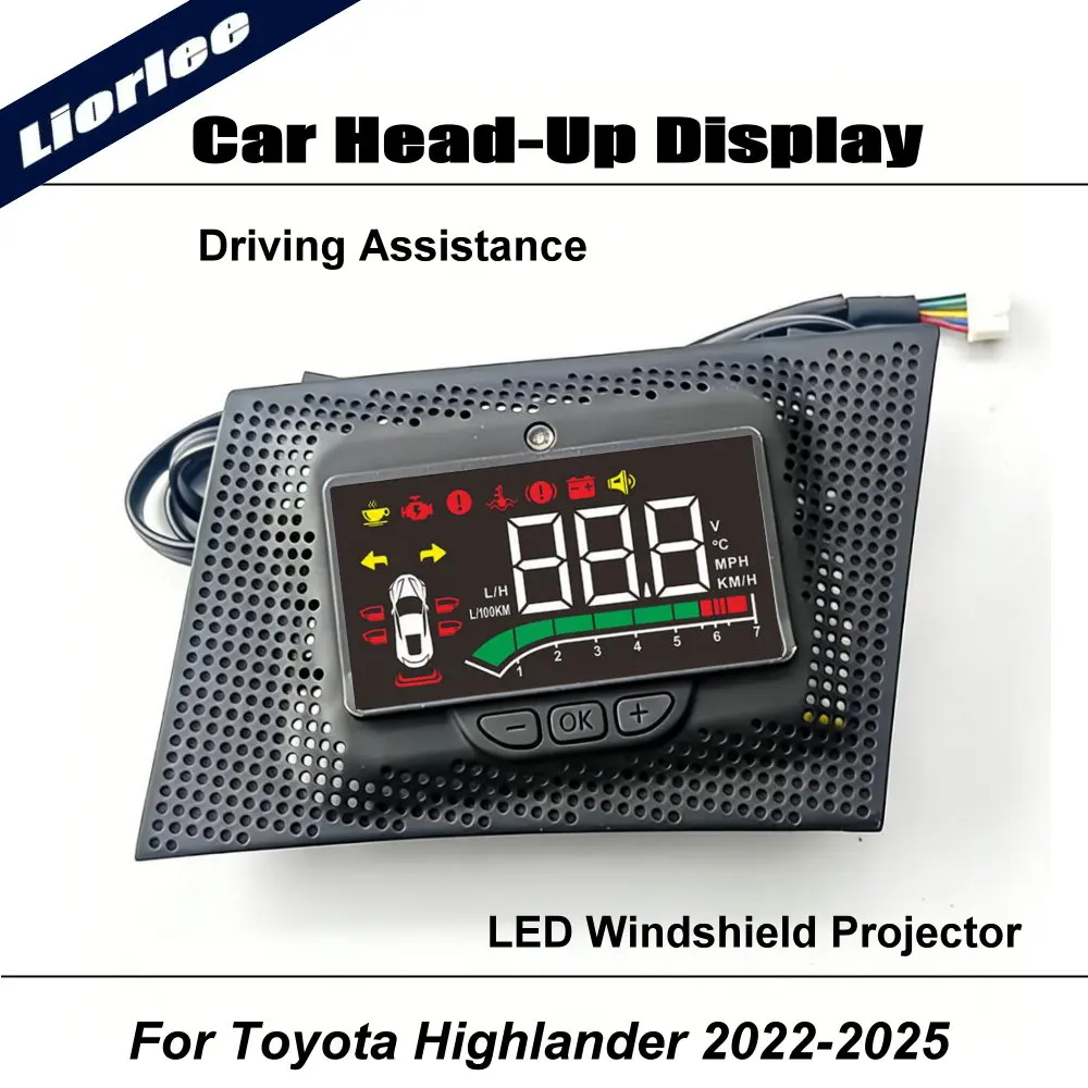 Car LED Projector For Toyota Highlander Kluger 2013-2025 Auto HUD Head-Up Display Safe Driving Assistance Accessories