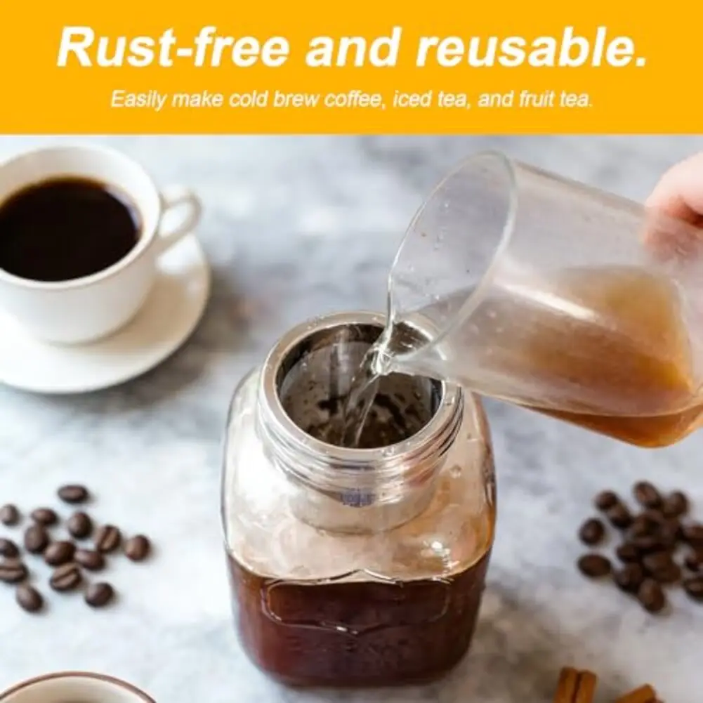 For Home Brewing Cold Brew Filter Compatible With Wide Mouth Jars Bar Accessory 304 Stainless Steel Leak-proof Fit
