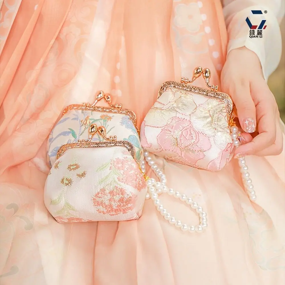 

Retro Embroidery Pearl Handle Handbags Women Purse Wallets Jewelry Storage Chinese Style Bucket Bag Cheongsam Hanfu Accessories