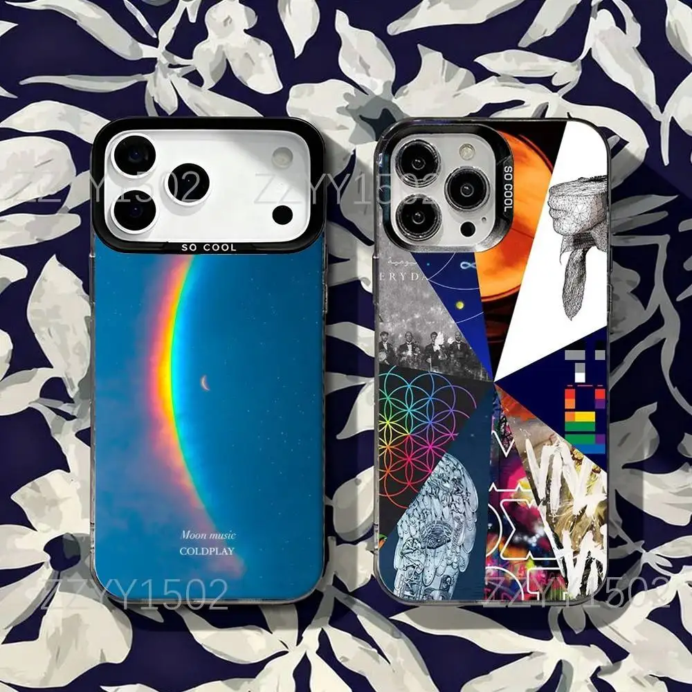 حافظة هاتف C-COLDPLAY-eS Moon Music لهاتف iPhone 17,16,15,14,13,12,X,8,Pro,Max,Plus,SE4,Air, Mini HD Black IMD Matte