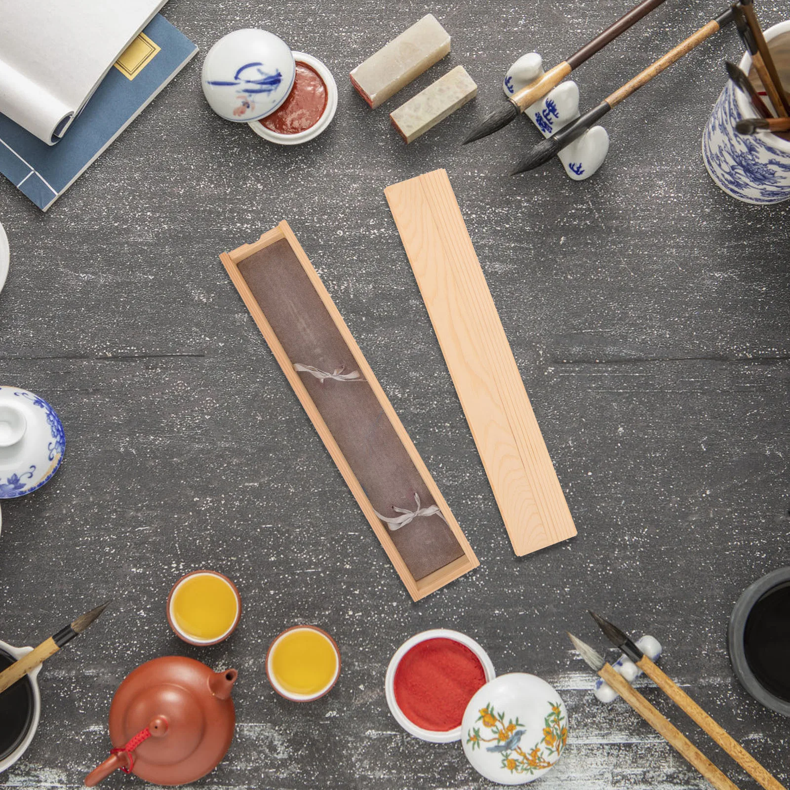 

Calligraphy Brush Box Wooden Storage Organizer Single Pen Case Desktop Display Gift Wrapping Brush Pen Case