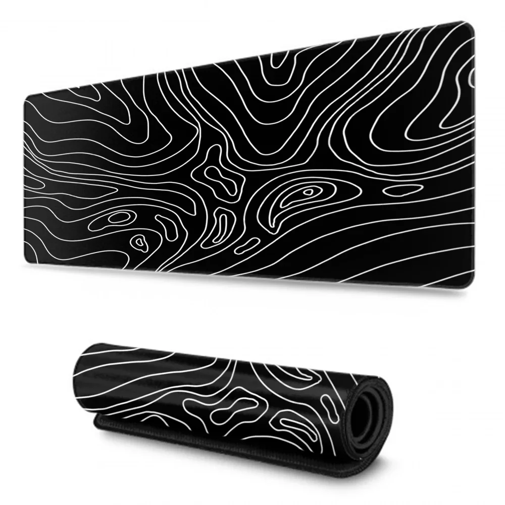 

Black & White Contour Lines Mouse Pad Gaming XL Home Computer Custom Mousepad XXL Playmat Mouse Mat Computer Desktop PadMouse