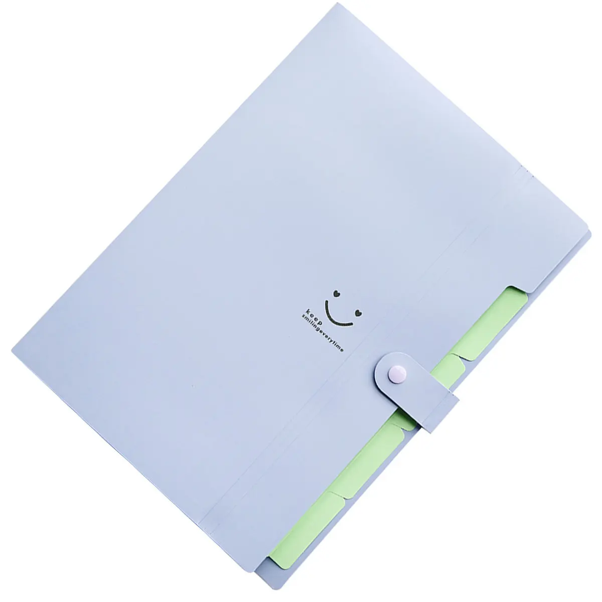 A4 5 Pockets Plastic File Folder Snap Closure Organizer Light Purple Storage Folder,folder with Pockets view 3