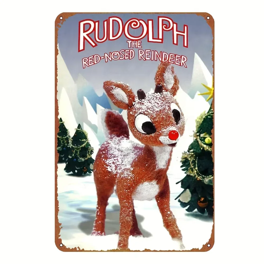 نحت جدار معدني عتيق من رودولف على شكل حيوان الرنة ذو الأنف الأحمر (8 × 12 بوصة) |   هدية الهالوين وعيد الميلاد، ديكور عطلة المنزل/المرآب