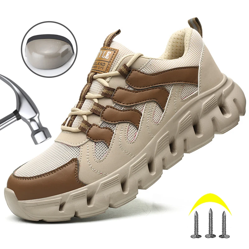 

Men Summer Safety Shoes Breathable Security Protection Shoes Wear-resistant Shoes Indestructible Anti-smash Sneakers Work Boots