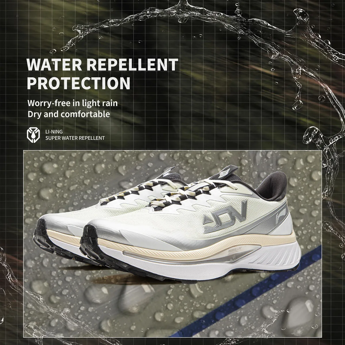 Tênis de Corrida Masculino Li-Ning BEN XIAO com Tecnologia LN DWR, Impermeável, Respirável, Suporte Estável, Tênis Esportivo de Montanha LiNing ARNV015