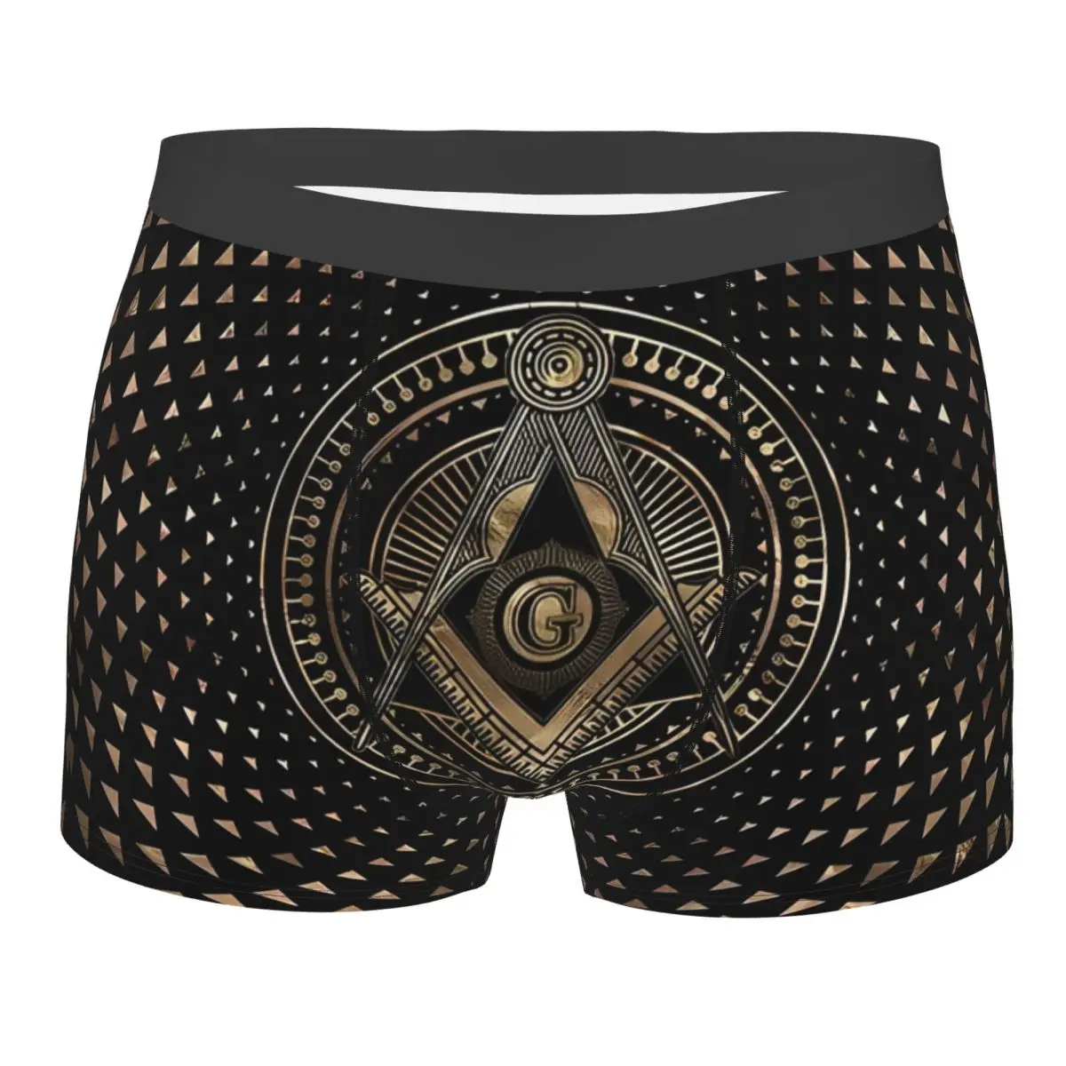 Men Boxer Briefs Shorts Panties Freemasonry Symbol Square And The Compasses Soft Underwear Homme Funny Plus Size Underpants