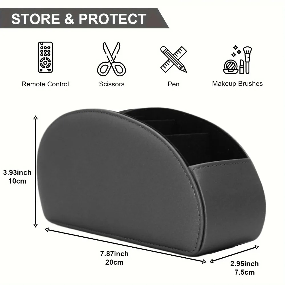 Living Room Desktop Storage Box PU Leather Air Conditioner TV Remote Control Bracket 5 Compartments Remote Control Box Storage