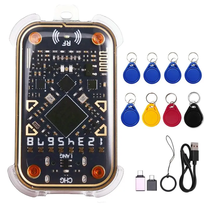 

ABDE-Chameleon V3.0 RFID Smart Chip Emulator Reader 125K 13.56M ID IC Card Duplicator Tag Copyer+4XUID/CUID Keychain
