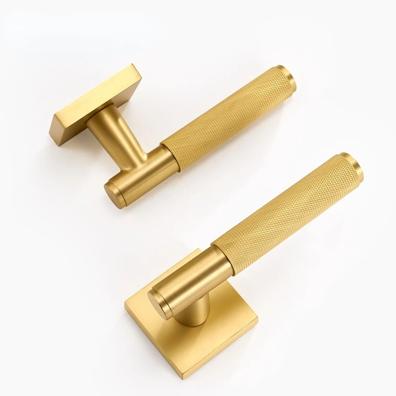 

Dooroom Brass Door knurled handle Set Modern Interiror Bedroom Bathroom Door Lever Set Dummy Privacy Passage lock